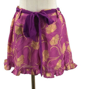 SMILEY unique vintage L 10-12 purple yellow daisy sleep pajama shorts NWT B88